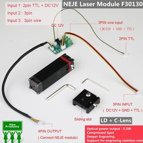 NEJE F30130 40W High Power Fixed Focal Laser Module Kits for Laser Engraving Cutting Machine with Interface Adapter Board
