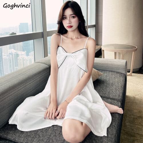 Nightgowns Women Korean Style Sweet Sexy V-neck Sleeveless Thin Cozy Homewear Feminino Summer Loose Casual Stylish Mid Calf Chic