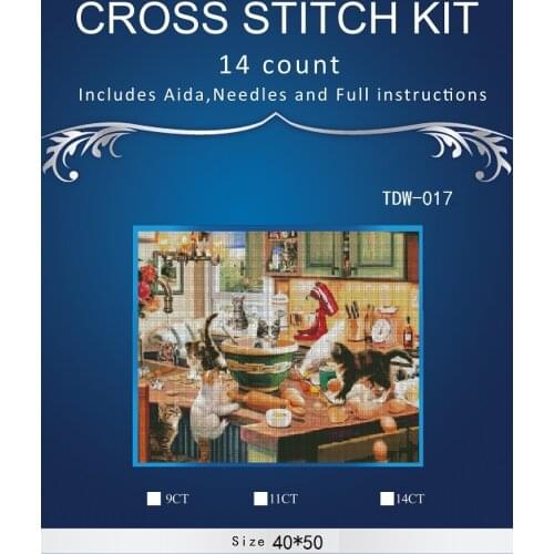 New Embroidery Counted Cross Stitch Kits Needlework - Crafts 14 ct DMC Color DIY Arts Handmade Decor cats