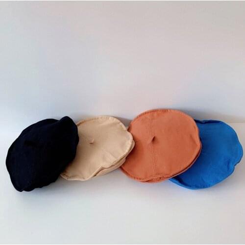 2021 college style new solid color children beret autumn and winter retro cloud hat painter girls octagonal hat 52-54cm