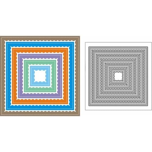 New Nested Inverted Scalloped Squares Craft Embossing Mold 2021 Metal Cutting Dies for DIY Decor Scrapbooking Album Card Making