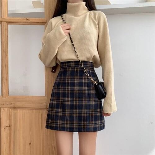 New Korean Style Fashion Plaid Skirts Harajuku High Waist Mini Skirts School Girls Plaid Uniform Casual A-Line Skirts jupe
