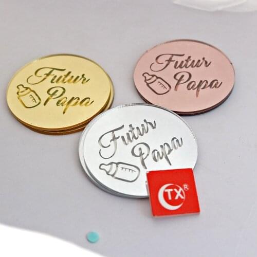 New Gold Happy Fathers Day Cupcake Topper Fathers PaPa Acrylic Cake Topper for Fathers Birthday Party Cake Decorations