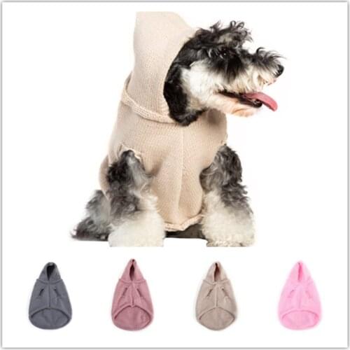 Dog Clothes Hooded Warm Pet Clothes Autumn Winter Sweater Creative Solid Color Woolen Dog Clothes