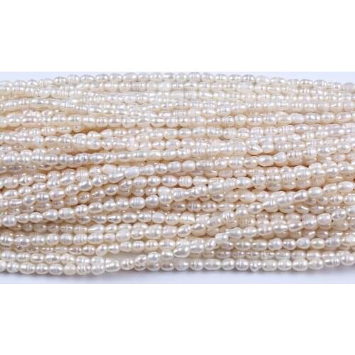 Wholesale 4-4.5mm Natural Freshwater White Rice Shape Necklace Beads Pearl