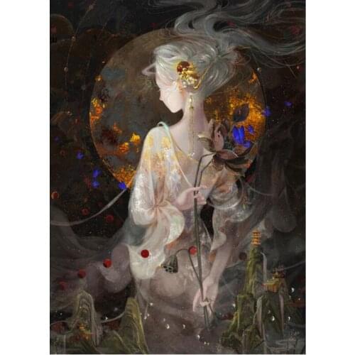 Portrait Diamond Embroidery Painting Japanese Girl Mosaic Rhinestone Sticker Wall Decor Puzzle Picture Diamond Dotz Large Size