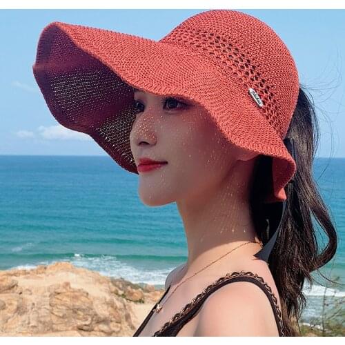 2021 New Empty roof top sunscreen cap jacquemus panama Bucket hat sun visor Folding big brim summer hats Cap For the beach