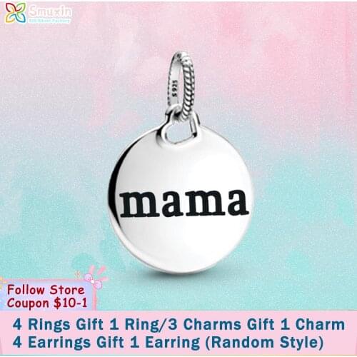 Smuxin 925 Sterling Silver Charm Mama Love Pendant Charm fit Original Pandora Bracelets Women Jewelry Making Girl DIY Jewelry