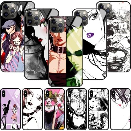 Glass Case For Apple iPhone 11 12 Pro Max 8 XR XS X 7 6s 6 12mini SE2020 Cover Tempered Coque Capa anime Nana Osaki