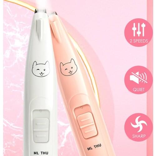 Pet Foot Hair Trimmer Dog Grooming Clippers With LED Light USB Rechargeable Low-noise Shaver Clipper