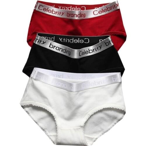 ZJX 3Pcs/lot Soft Cotton Panties Women Breathable Sexy Briefs Cute Letter Girls Lingerie Seamless Comfort Female Underwear