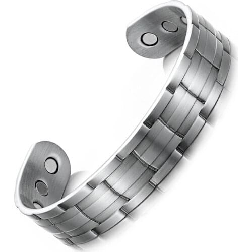 Vintage Bracelets Bangles High Quality Copper Bangles for Men Magnetic Therapy Ancient Silver Color Jewelry Open