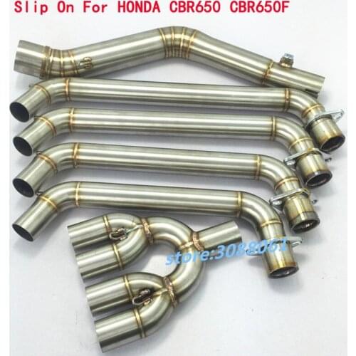 Motorcycle Exhaust Muffler Link Pipe Middle Mid Pipe For Honda CBR650 CBR650F Pipe Front Row Side Tntact Stainless Steel Elbow