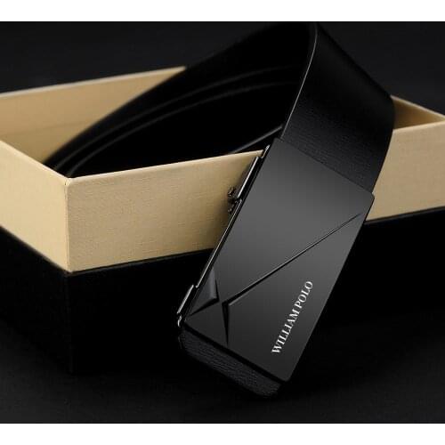 WILLIAMPOLO men belts for men luxury brand leather men belt waist 2019 elastic luxe designer belts hight quality Automatic Head