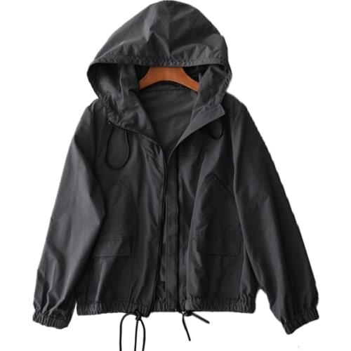 Womens Jacket New 2020 Spring Autumn Simple Solid color Large Size Coat Outerwear Lady Large size Casual Zipper Thin Coats Tops