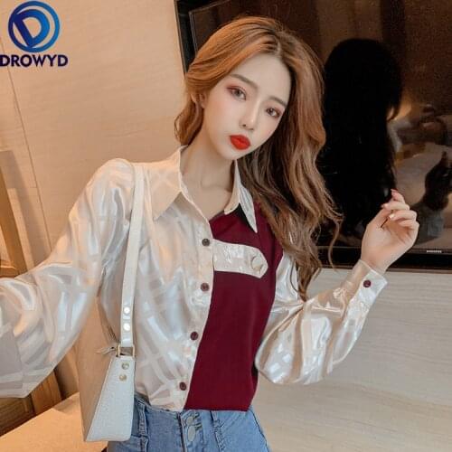 Vintage Korean 2021 Summer New Elegant Long Sleeve Women Tops and Blouse Chiffon Shirt Office Lady Blouse Tops Blusas DROWYD