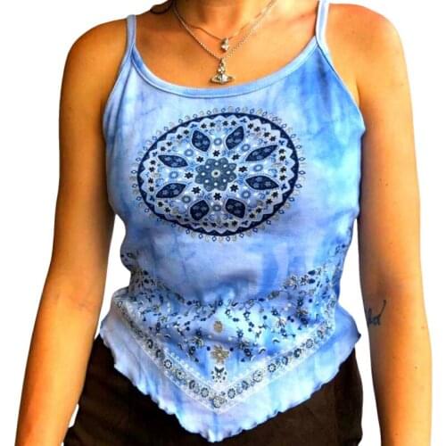 Womens Sexy Cami Tops Summer 2021, Bohemian Sleeveless Spaghetti Strap Lettuce Trim Slim Fit Camisole Daily Wear