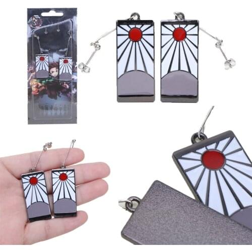 1 Pair Demon Slayer Earrings Kimetsu no Yaiba Tanjirou Kamado Cosplay Prop Earring Anime Demon Slayer Earrings