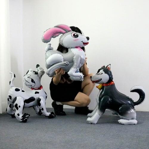 1pc 4D Walking Assemble Animal Balloons Cartoon Dog Rabbit Deer Husky Foil Helium Globos Birthday Party Decorations Kids Toys