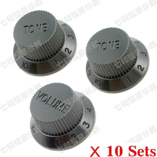 10 sets/lot Black Electric Guitar Control Knobs (1 Volume & 2 Tone//set)