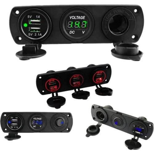 12V USB Charger Mobile Power Car Charger Dual USB Charger Adapter Socket Charger 3 Port Led Voltmeter Fast Charge 12V-24V USB