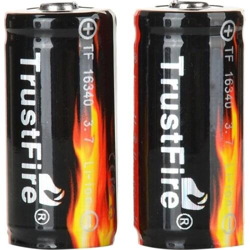 2 PCS/ lot TrustFire Protected 16340 880mAh 3.7V Rechargeable Lithium Batteries 16340 Battery with PCB Protection