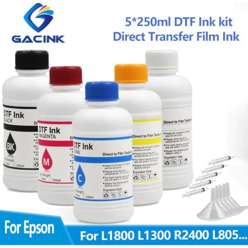 250ml*5 DTF Ink Direct Transfer Film Textile Ink For Epson L1800 L1300 R2400 L805 L800 P600 P800 Printer With D5 4720 Printhead