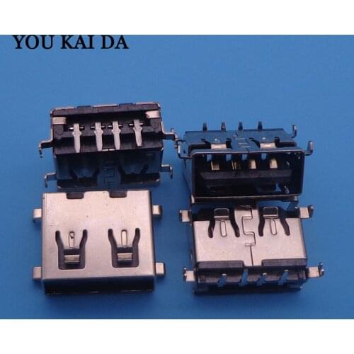 30pcs USB 2.0 4Pin AF bend Pin USB female Jacks/socket for Desktop Laptop PC/phone charger etc.10mm Short USB jack,Black