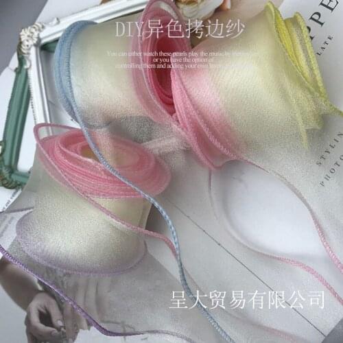 5yards/lot Gradient Colorful Organza Stain Ribbon for DIY Craft Ribbon Gift Wrapping Hair Bowknot Clothing Accessories