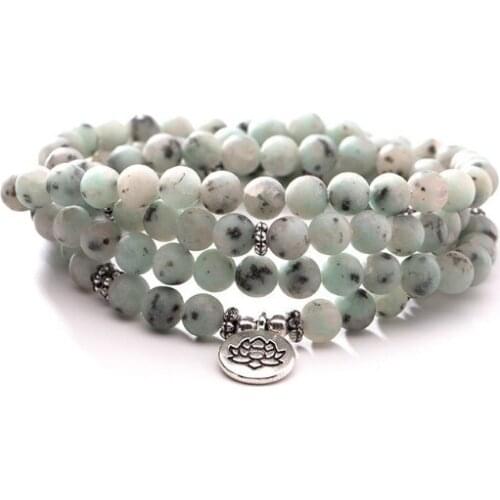 White 108 beads 8mm elastic adjustable Lotus life tree Buddha OM eye Chakra Reiki agate Onyx Yoga Bracelet necklace gb42