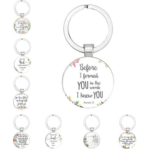 God Is In Her. She Will Not Fall (Psalm 46:5) Bible Quotes Faith Keychain Keyring Bible Verse Keychain Christian Party Fashion G