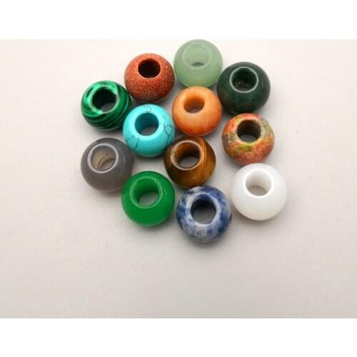 Fashion mixed natural stone big hole beads for Jewelry making 12MM 24pcs charm DIY bracelet Earrings accessories wholesale