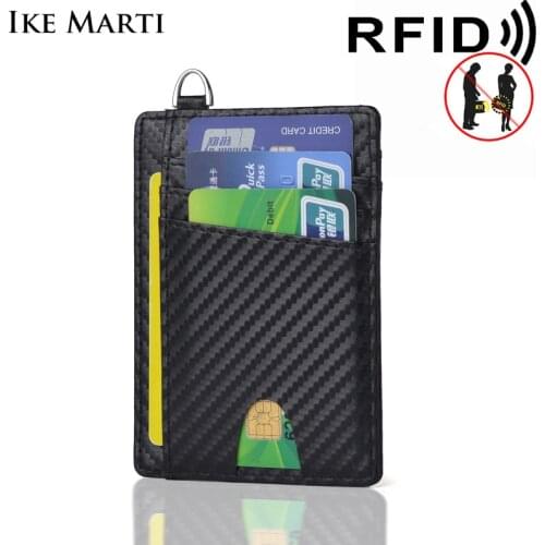 IKE MARTI RFID Card Holder Genuine Leather Wallet Credit ID Card Holder Slim Purse Money Case for Men Women 2021 Fashion Bag