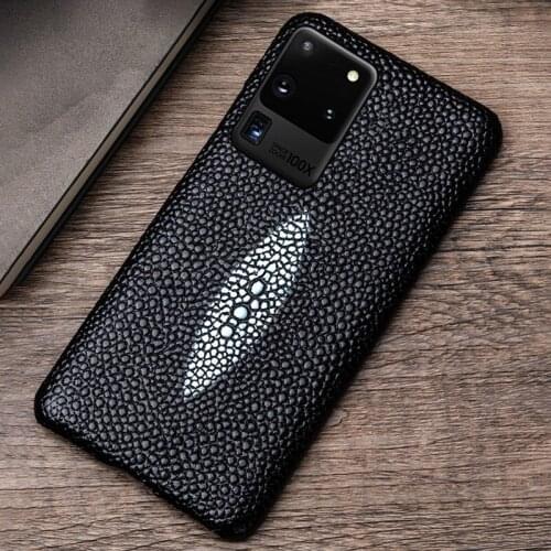 Genuine Stingray Leather Phone Case for Xiaomi Redmi Note 10 9 8 7 6 5Pro Mi Note 10 Lite Mi 10 Mi 9 Mi CC9 Pro Shocproof Coques