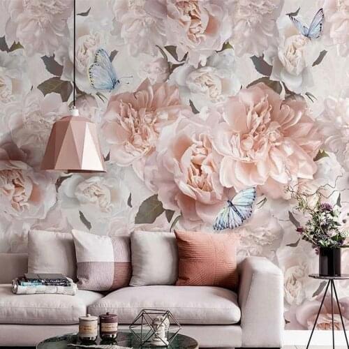 Home Interior Decoration Flowers Butterflies Wall Paper Custom Bedroom Living Room Photo Wallpaper Mural House Decor Supplies 3D