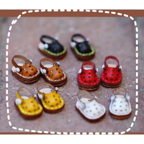 D03-P134 children handmade toy 1/12 ob11 GCS BJD.SD Doll Accessories doll Leather handmade hole shoes 1pcs