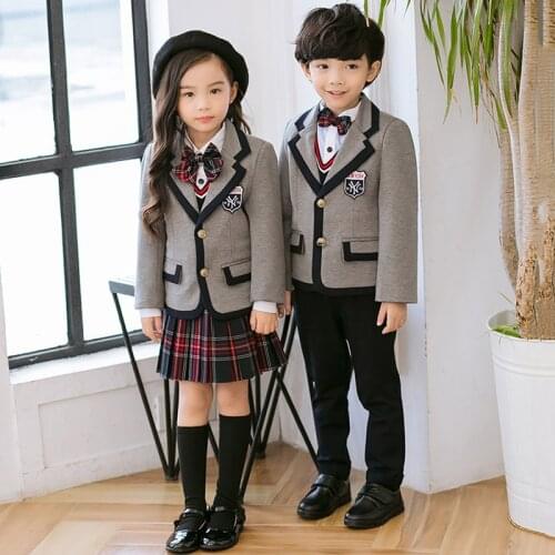 Boys and girls kindergarten British style childrens class service autumn and winter primary school uniforms three-piece suit