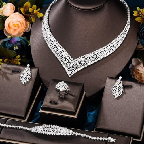 GODKI New Trendy 4PCS Full Micro CZ Luxury African Jewelry Set For Women Wedding Party Zircon Crystal Indian Neckalce Earring