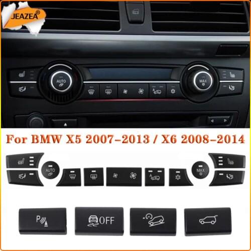 JEAZEA Car Heater Climate Control Wind Air Volume Air Conditioning Switch Fan Button Cap Cover For BMW X5 E70 X6 E71 2008-2014