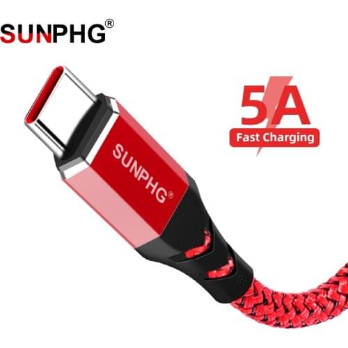 SUNPHG Quick Charge Cable 5A For Huawei P20 Pro Supercharge USB C Fast Charging Type C 5 a 0.5m 1.2m 1.8m Super Charger Xiomi