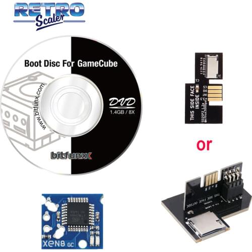 RetroScaler SD2SP2 Adapter TF Card Reader + XENO-gc Chip + Swiss Boot Disc Mini DVD for NGC Console