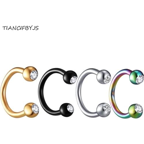 TICNCIFBYJS Titanium Anodized Gold Black Rainbow Steel Nose Hoop Rings Body Jewelry Kit Ear Studs Tragus Earring Piercing 100pcs