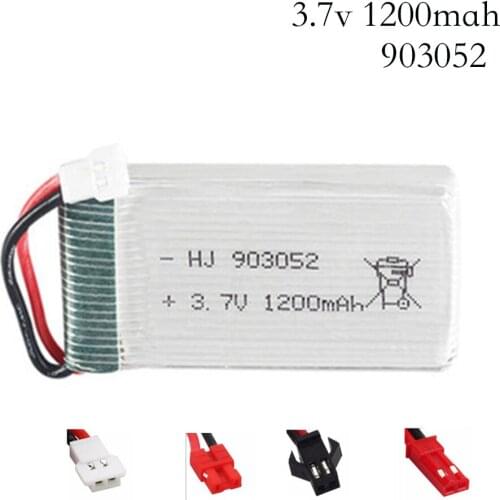 3.7V 1200mAh 30C Lipo Battery for Syma X5SW X5SC X5S X5SC-1 X5HW X5UW M18 H5P RC Quadcopter 3.7V 1200mAh 903052 battery JST Plug