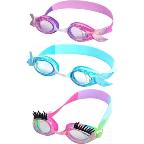 Cartoon Swimming Goggles Anti-Fog Anti-Leakage UV Protection Soft Silicone Swim Glasses for Kids Diving Surfing