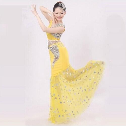 New Dai Peacock Dance Costumes Dance Costumes Female Fishtail Skirt Package Hip Long Section of National Costumes 003
