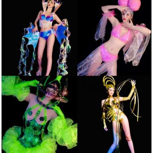Ocean Series Party Jazz Costumes Bar Nightclub GoGo Female Singer Carnival Models Catwalk Stage Performance Clothing DWY3999