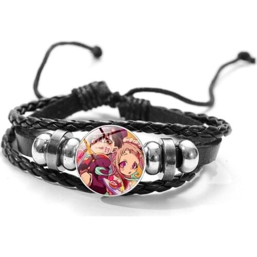 Wholesale 5 Pcs/lot Anime Toilet Bound Hanako Kun Cosplay Minamoto Kou Charm Bracelets Men Women Black Leather Bracelet Jewelry