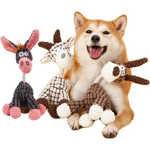 Plush Dog Toys Donkey Sheep Squeaking Pet Toy For Dogs Puppy Fleece Puzzle Interactive Squeaky Squeaker Dog Toy Pet Training