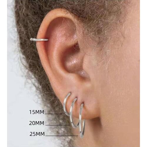 Simple Gold/Silver Color Round Hoop Earrings for Women Fashion Geometric Small Circles Stainless Steel Earrings Jewelry 2021 New