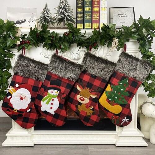 Christmas Socks Ornaments Christmas Decoration Pendant Small Boots New Year Children Candy Bag Gift Fireplace Tree Jewelry